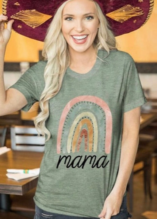 Mama Rainbow Graphic Crewneck Tee | JB Boutique |