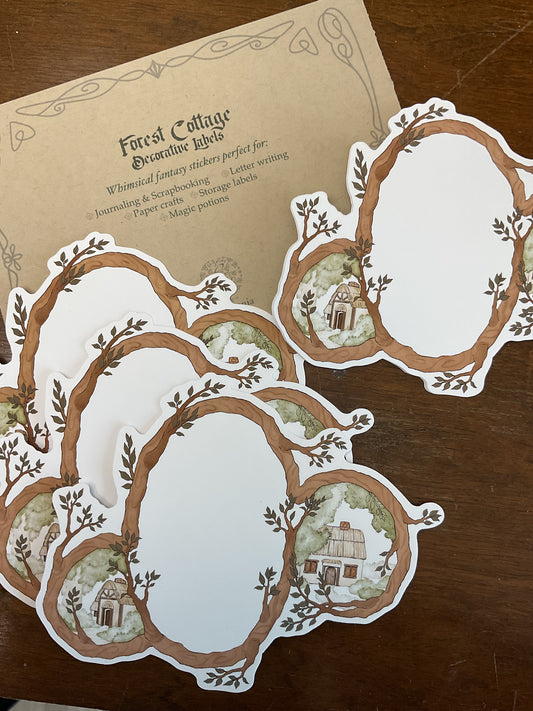 Forest Folklore Cottage Oval Blank Labels