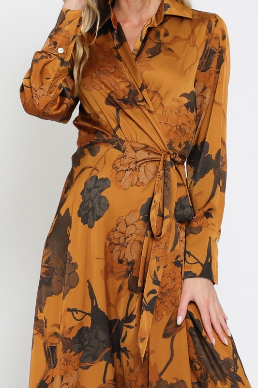 Golden Bloom Wrap Maxi Dress - Made in Chic