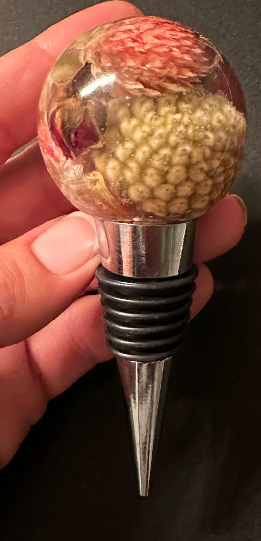 Pink Flowers Bottle Stopper