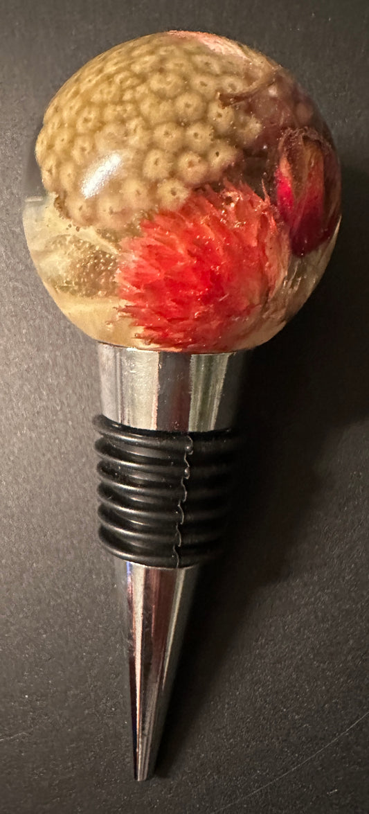 Pink Flowers Bottle Stopper