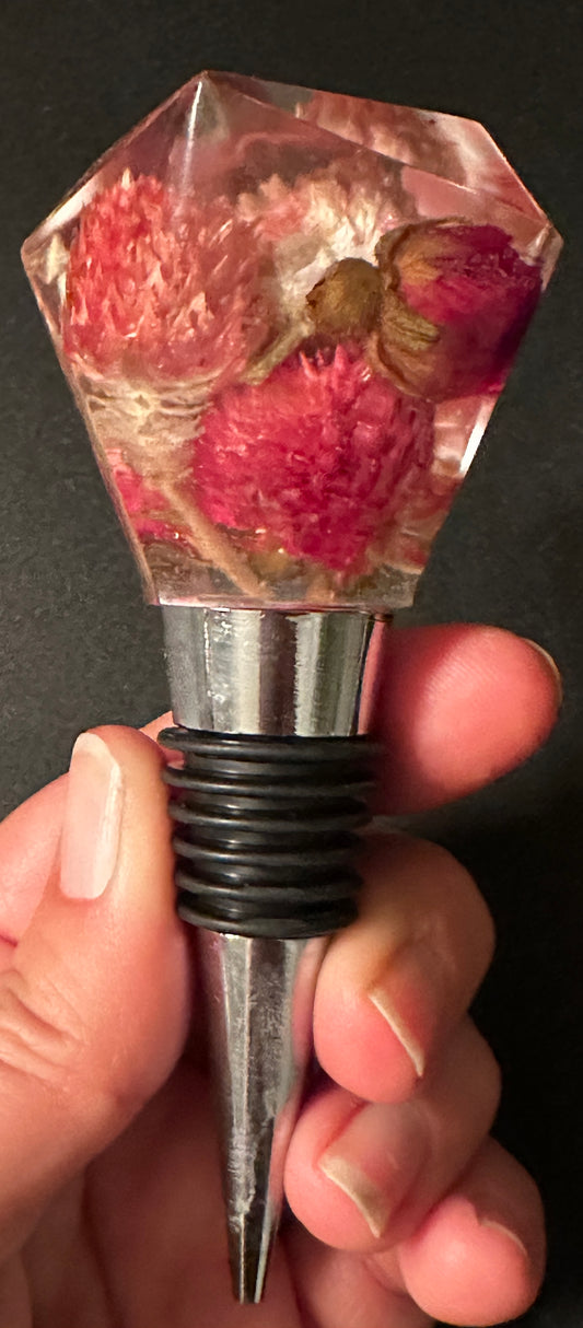 Pink Flowers Bottle Stopper