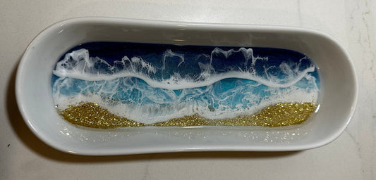 Ocean Waves Long Jewelry Dish
