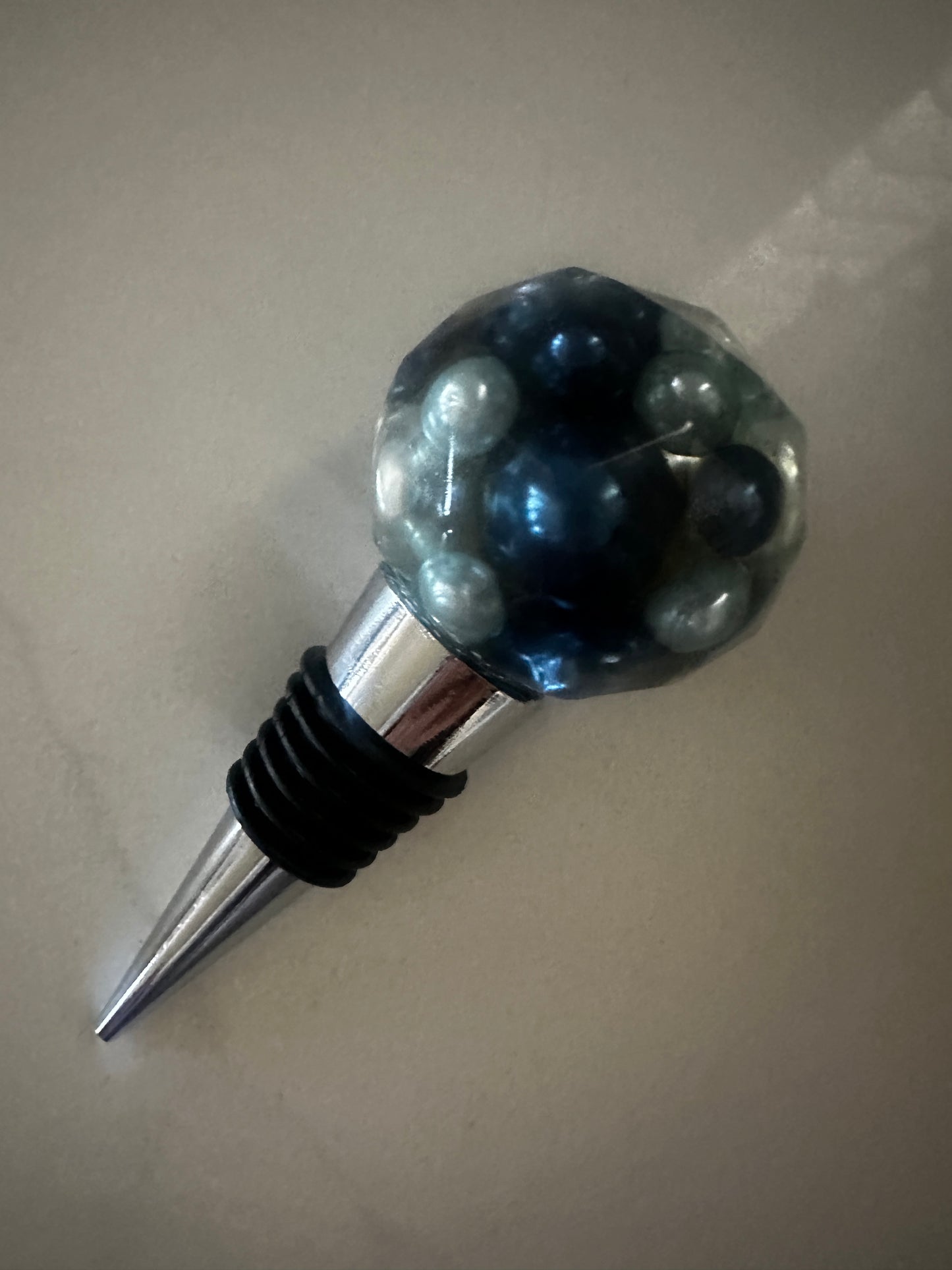 Blue pearls bottle stopper-STV