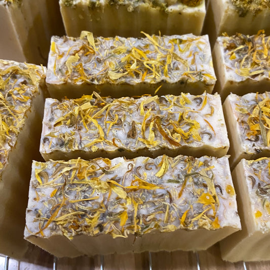 Pink Grapefruit Goat Milk Soap with Calendula Petals - Sugar Hill Soaps & More