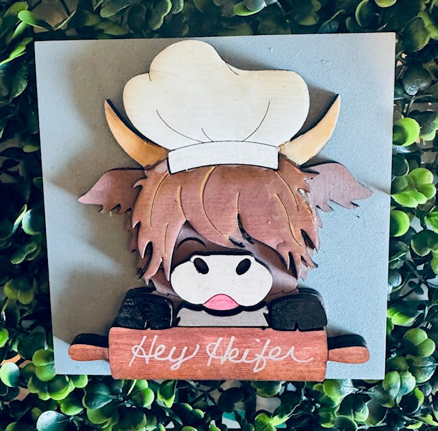 Interchangeable Leaning Frame Insert Highland Cow (Kitchen) - CHD