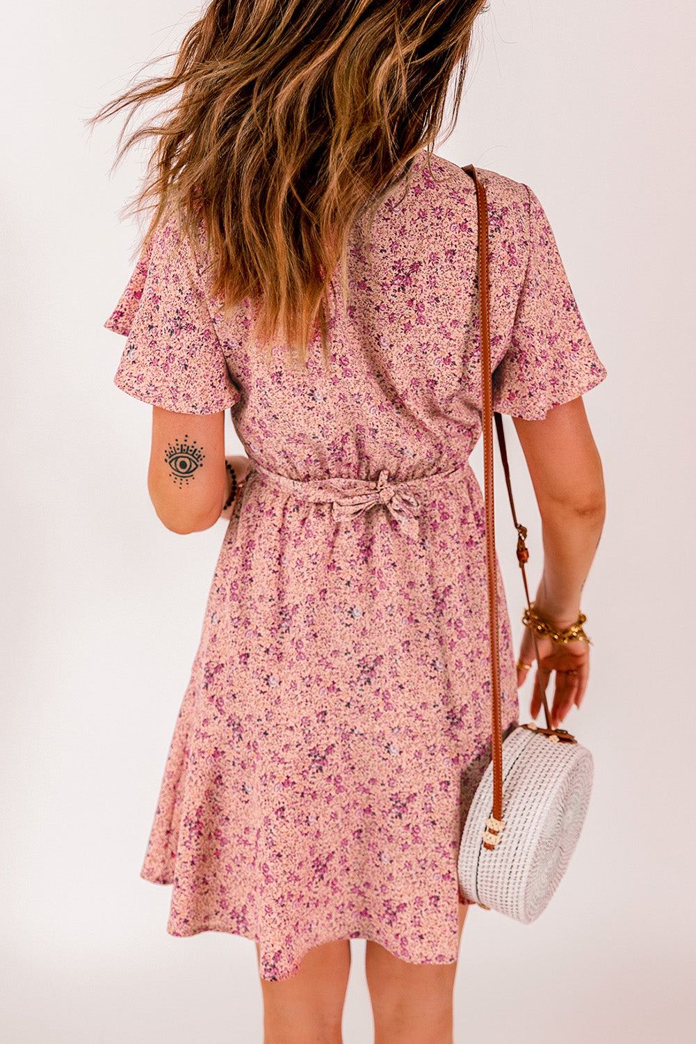 Pink Floral Tie Front Mini Dress| JB Boutique