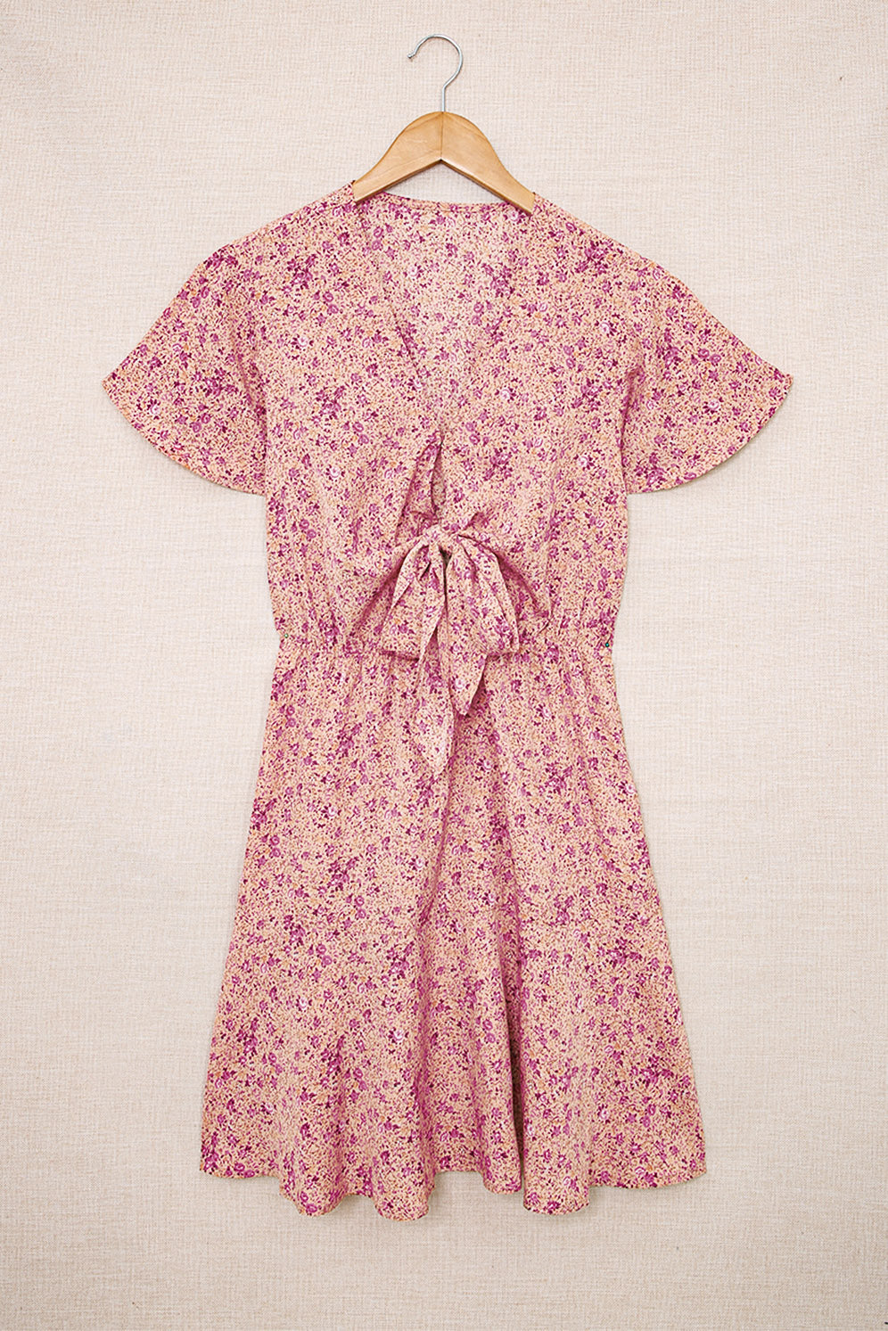 Pink Floral Tie Front Mini Dress| JB Boutique