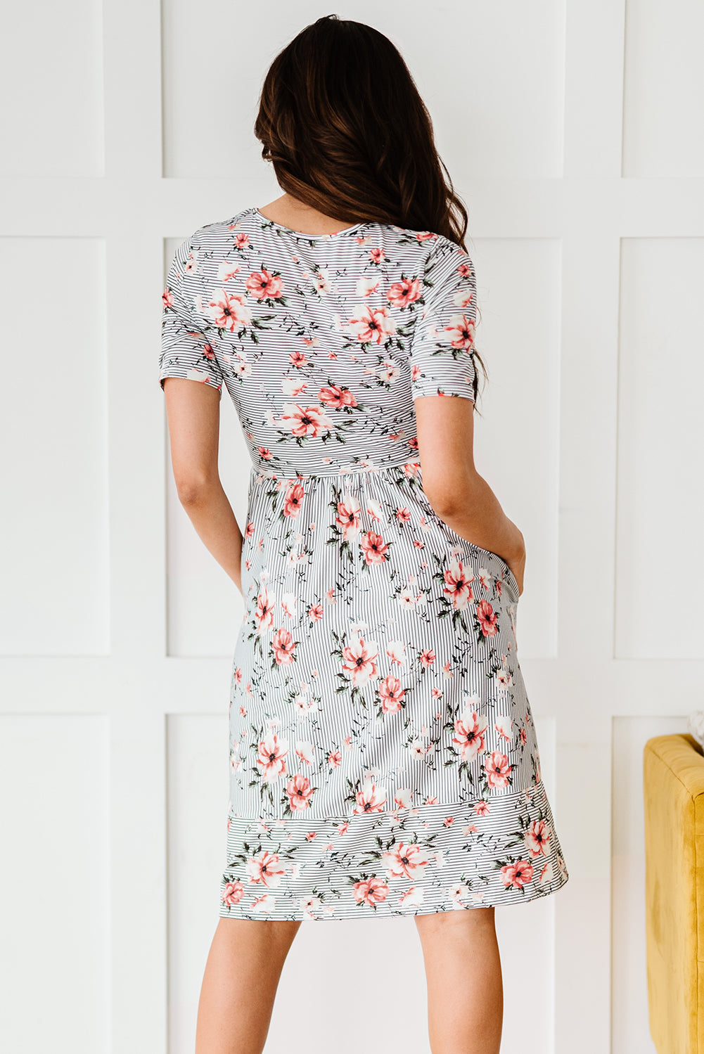 Floral Print Short Sleeve Midi Dress | JB Boutique |