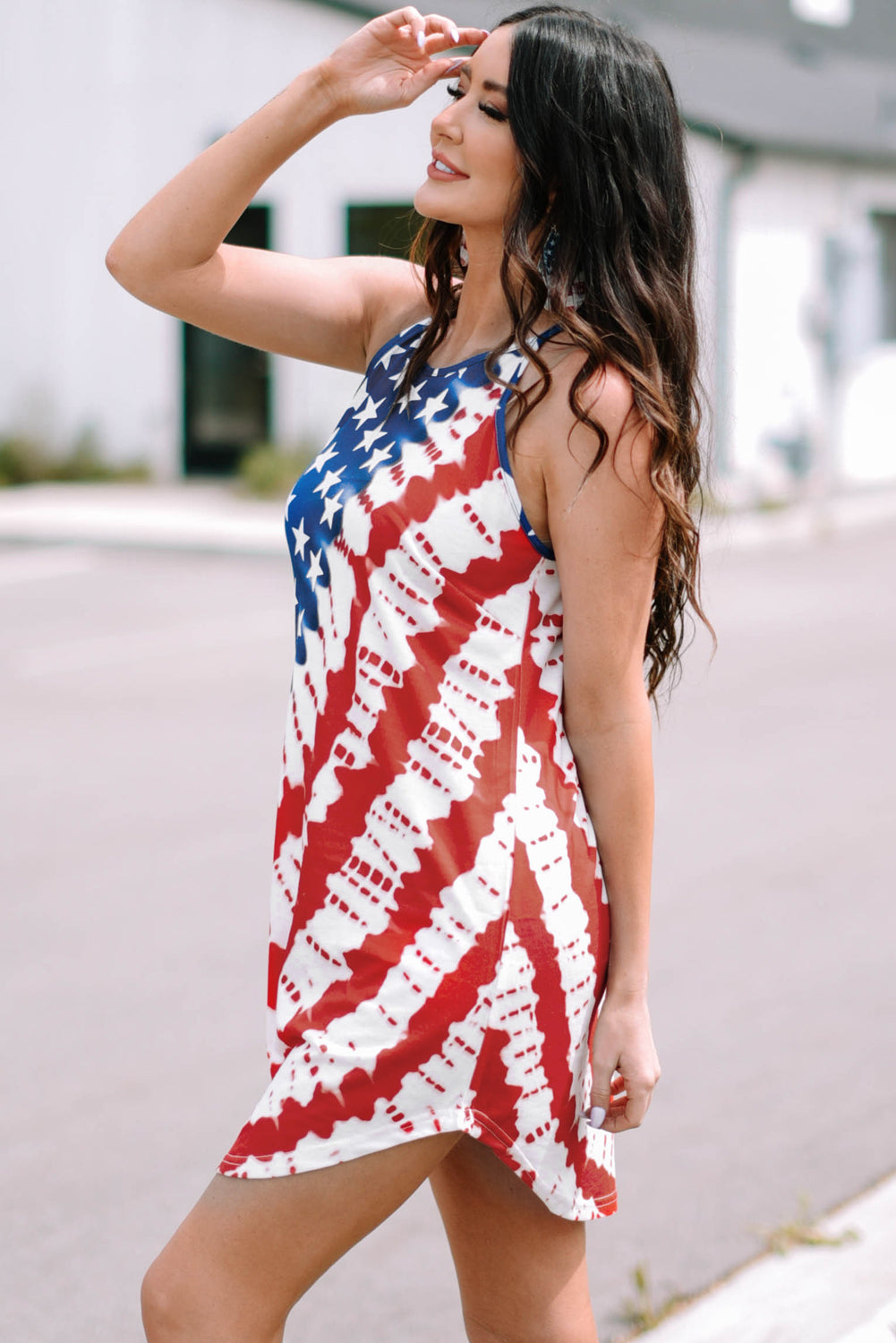 USA Flag Star Print Mini Dress