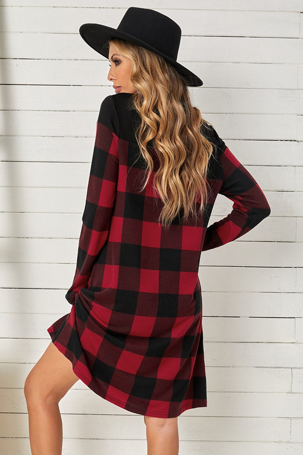 Plaid Pattern Long Sleeve Dress | JB Boiutique |