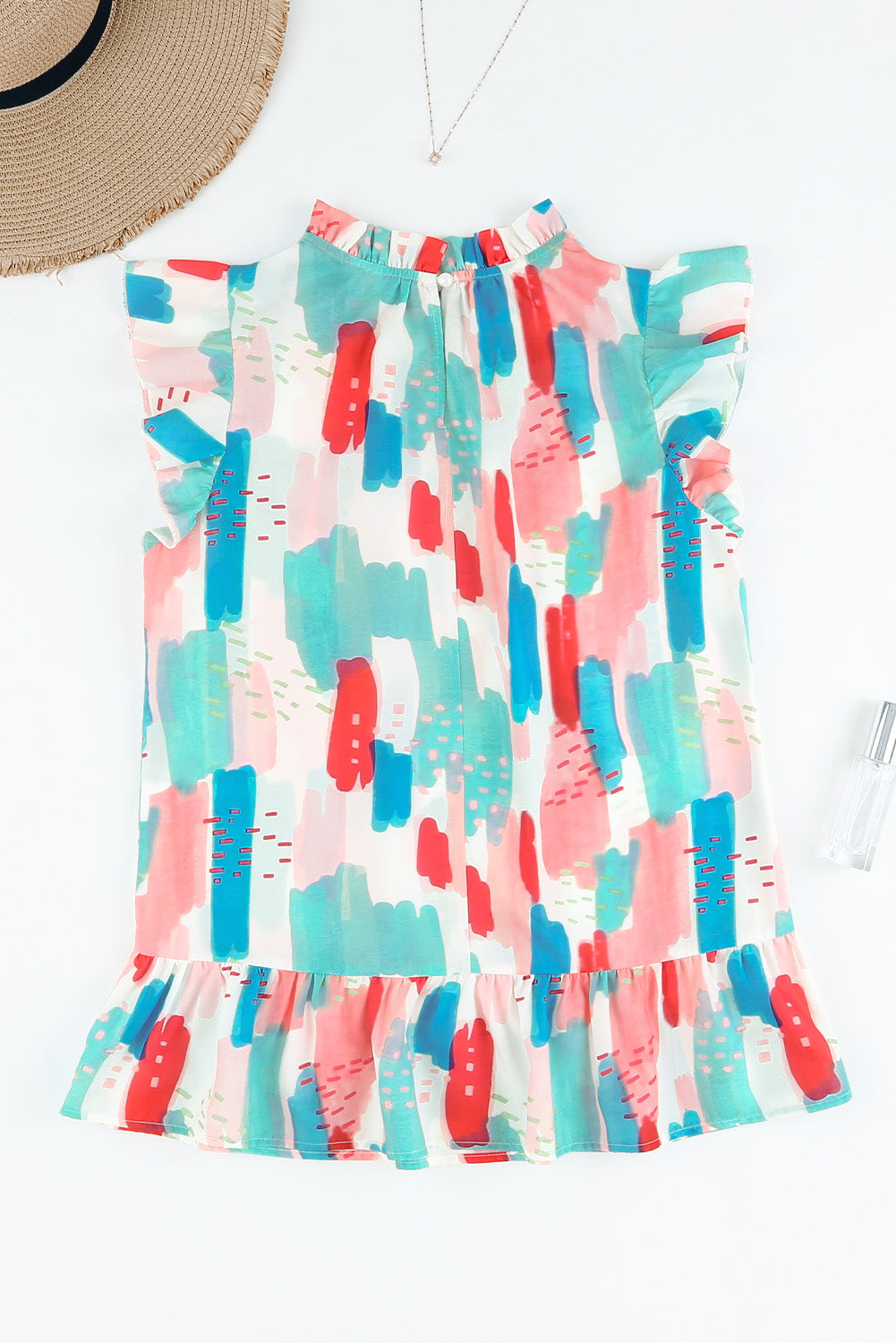 Color Block Ruffled Mock Neck Ruffled Top | JB Boutique|