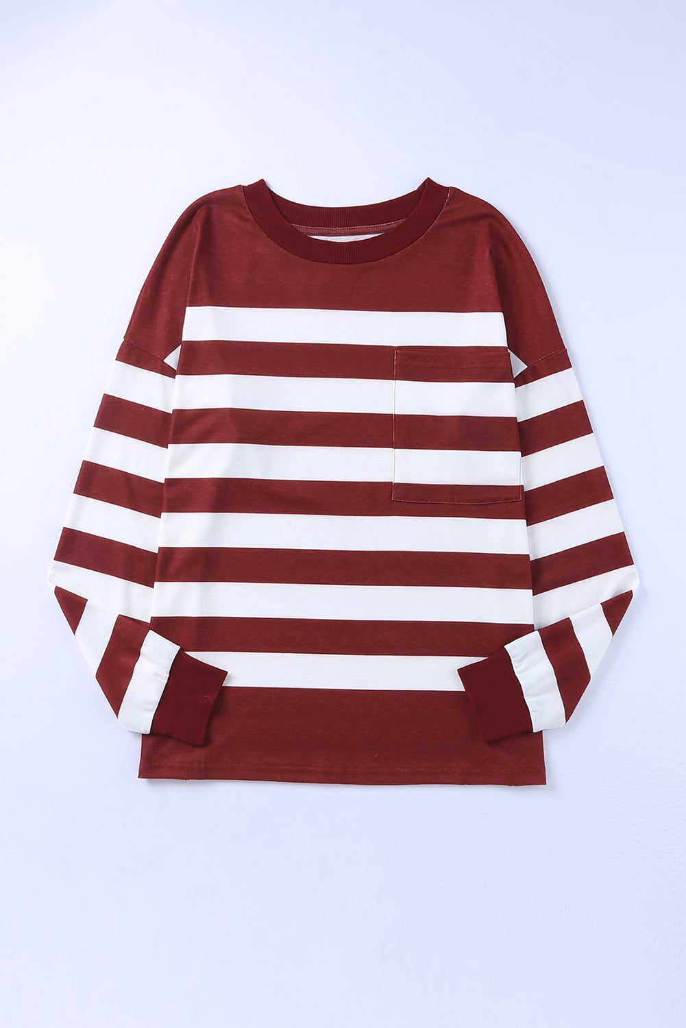 Striped Front Pocket Long Sleeve Top | JB Boutique |
