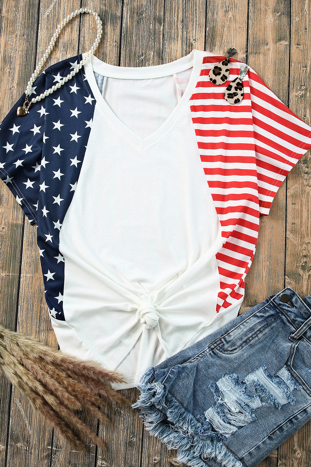 The US Stars and Stripes V Neck Tee | JB Boutique