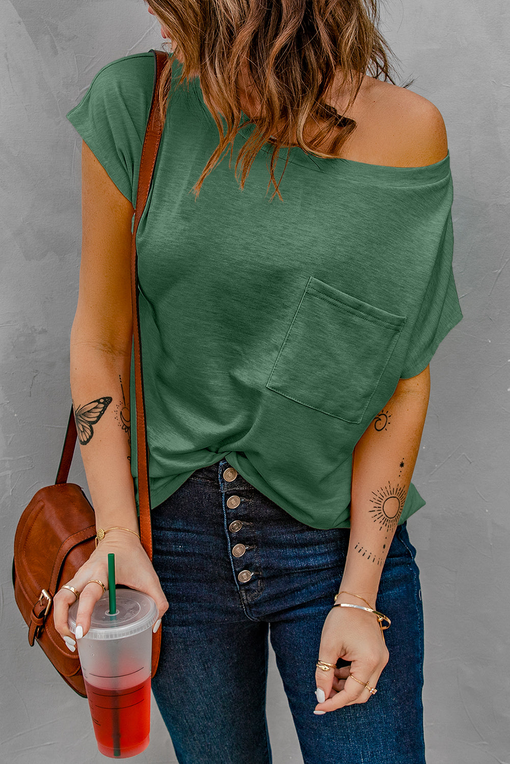 Pocketed Tee with Side Slits | JB Boutique |
