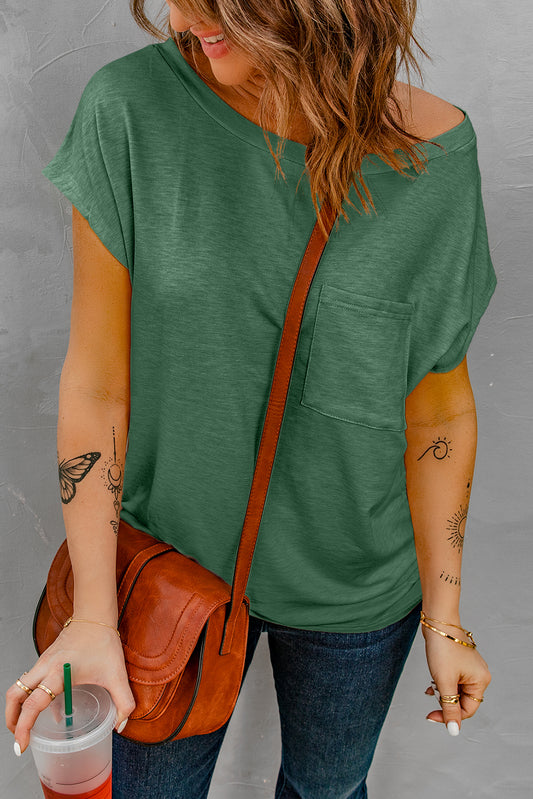 Pocketed Tee with Side Slits | JB Boutique |