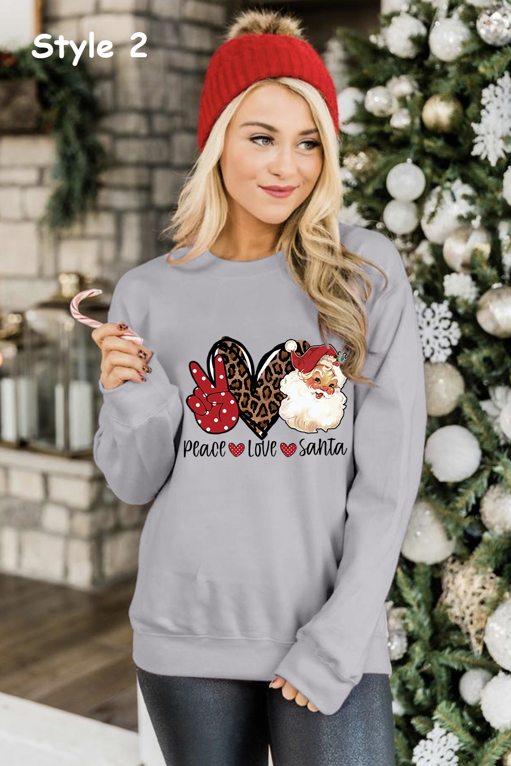 Santa Claus Leopard Print Graphic Sweatshirt | JB Boutique |