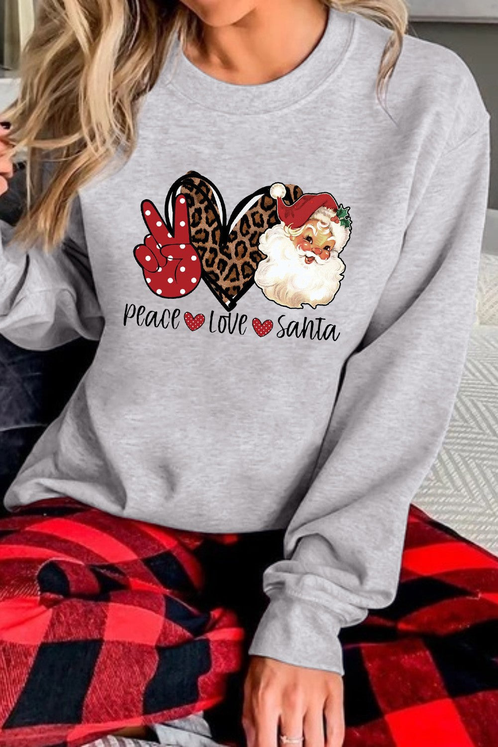 Santa Claus Leopard Print Graphic Sweatshirt | JB Boutique |