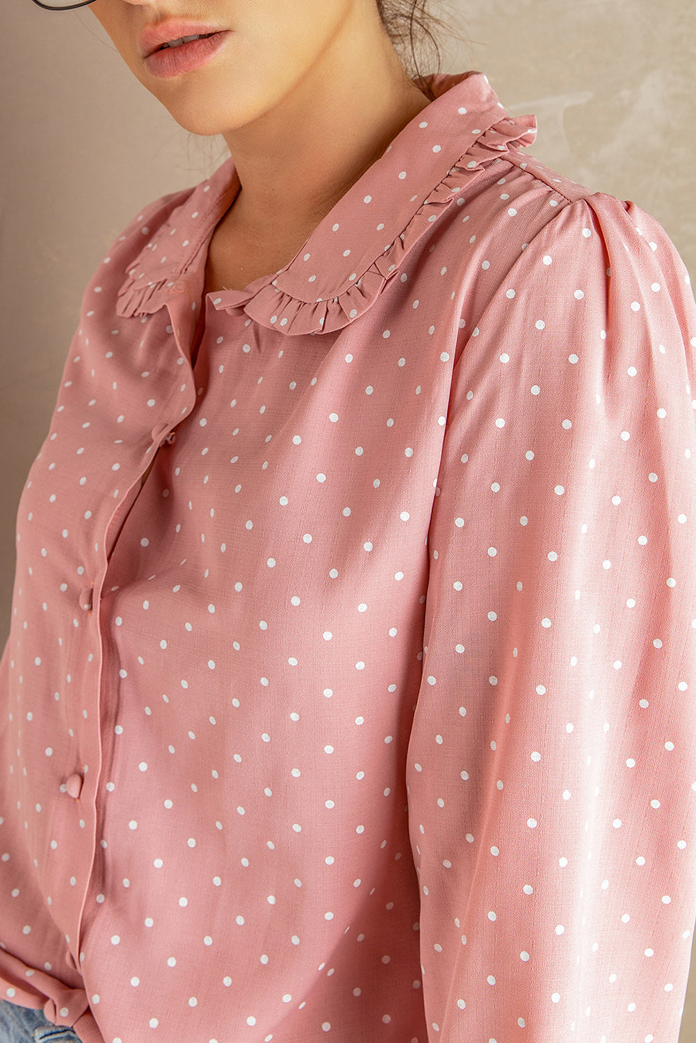 Polka Dot Long Sleeve Blouse | JB Boutique |