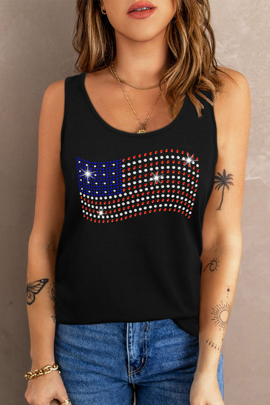 Sparkle Rhinestones USA Flag Tank Top | JB Boutique