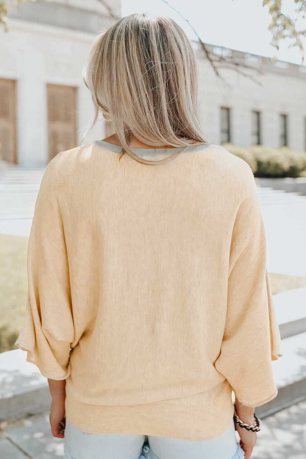 Colorblock Wide Sleeve Loose Sweater | JB Boutique |