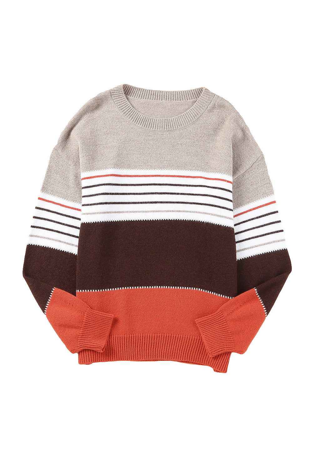 Stripe Drop Shoulder Crew Neck Sweater | JB Boutique |