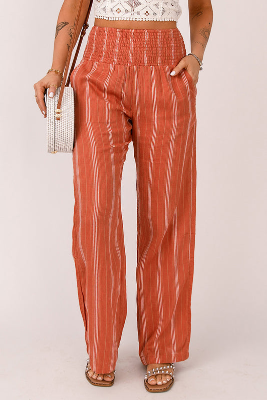 Shirred High Waist Straight Leg Pants | JB Boutique |