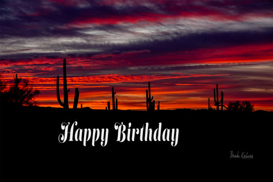 Arizona Saguaro Sunset Happy Birthday Greeting Card