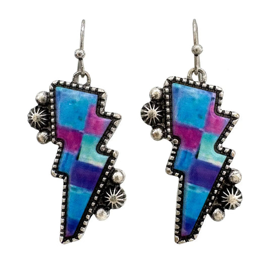 LIGHTENING BOLT EARRINGS-MULTI COLOR