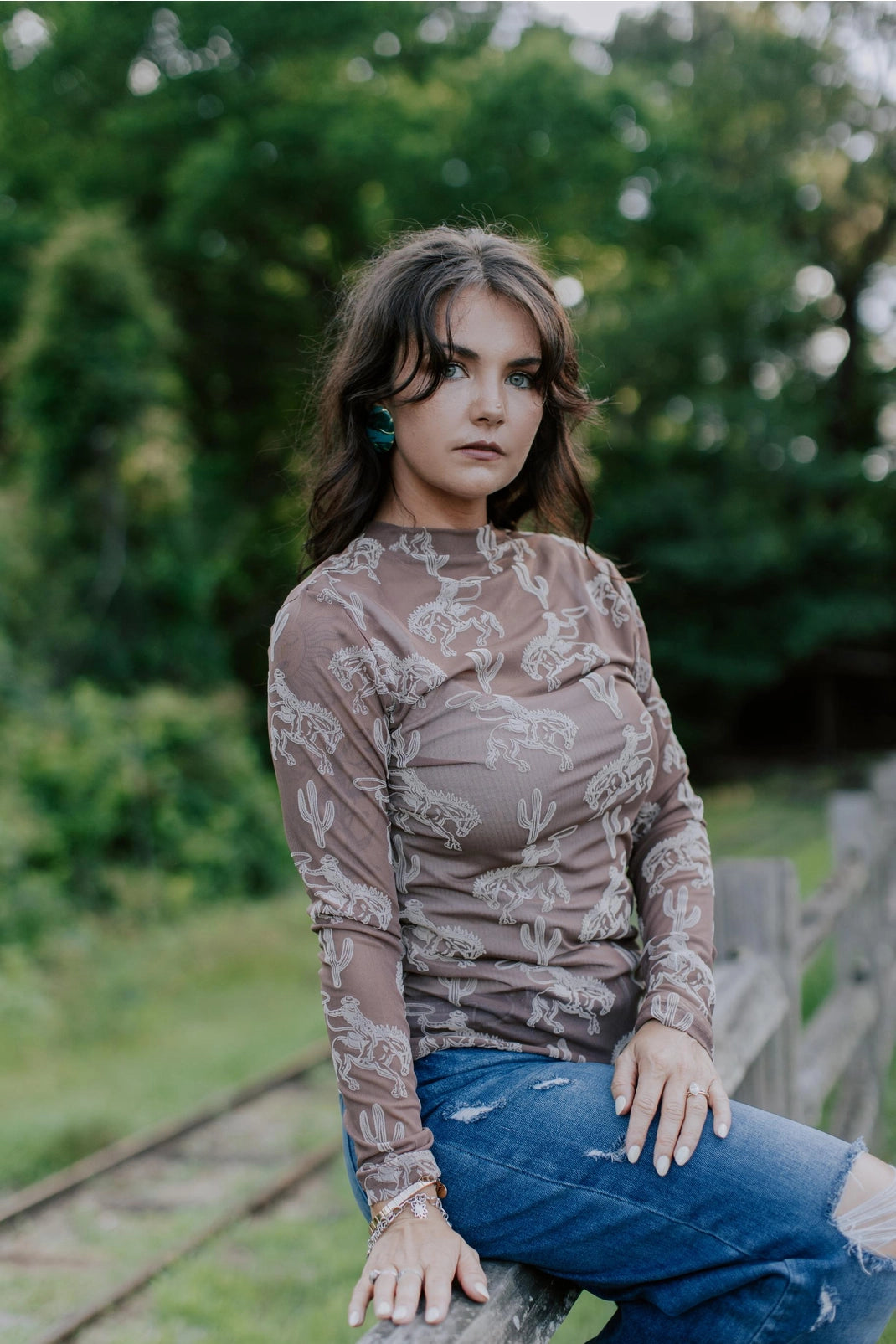 Bronc Velvet Mesh Top