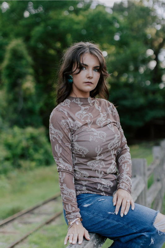 Bronc Velvet Mesh Top