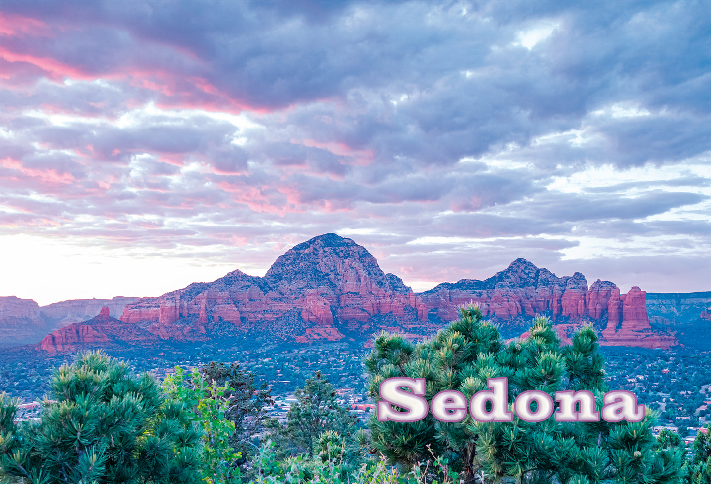 Sedona Sunset photograph on postcard