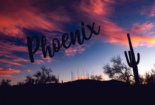 Phoenix Sunset photograph on postcard