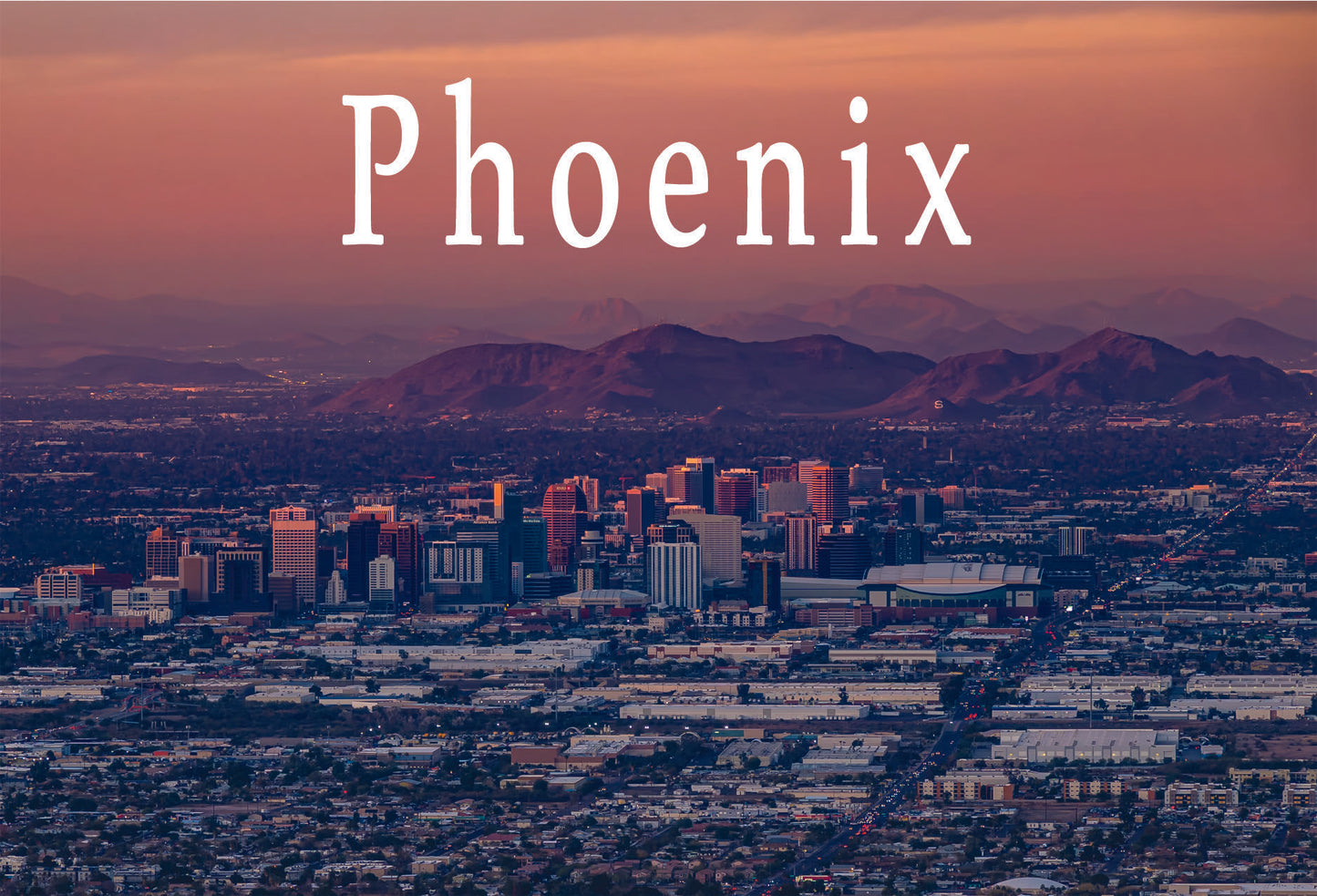 Phoenix Orange Sunset photograph on postcard
