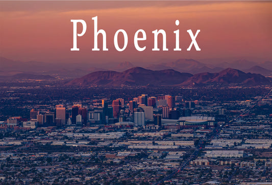 Phoenix Orange Sunset photograph on postcard