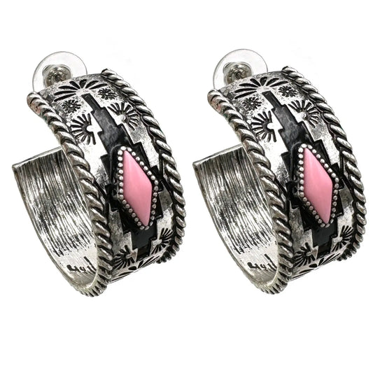 PINK AZTEC HOOPS