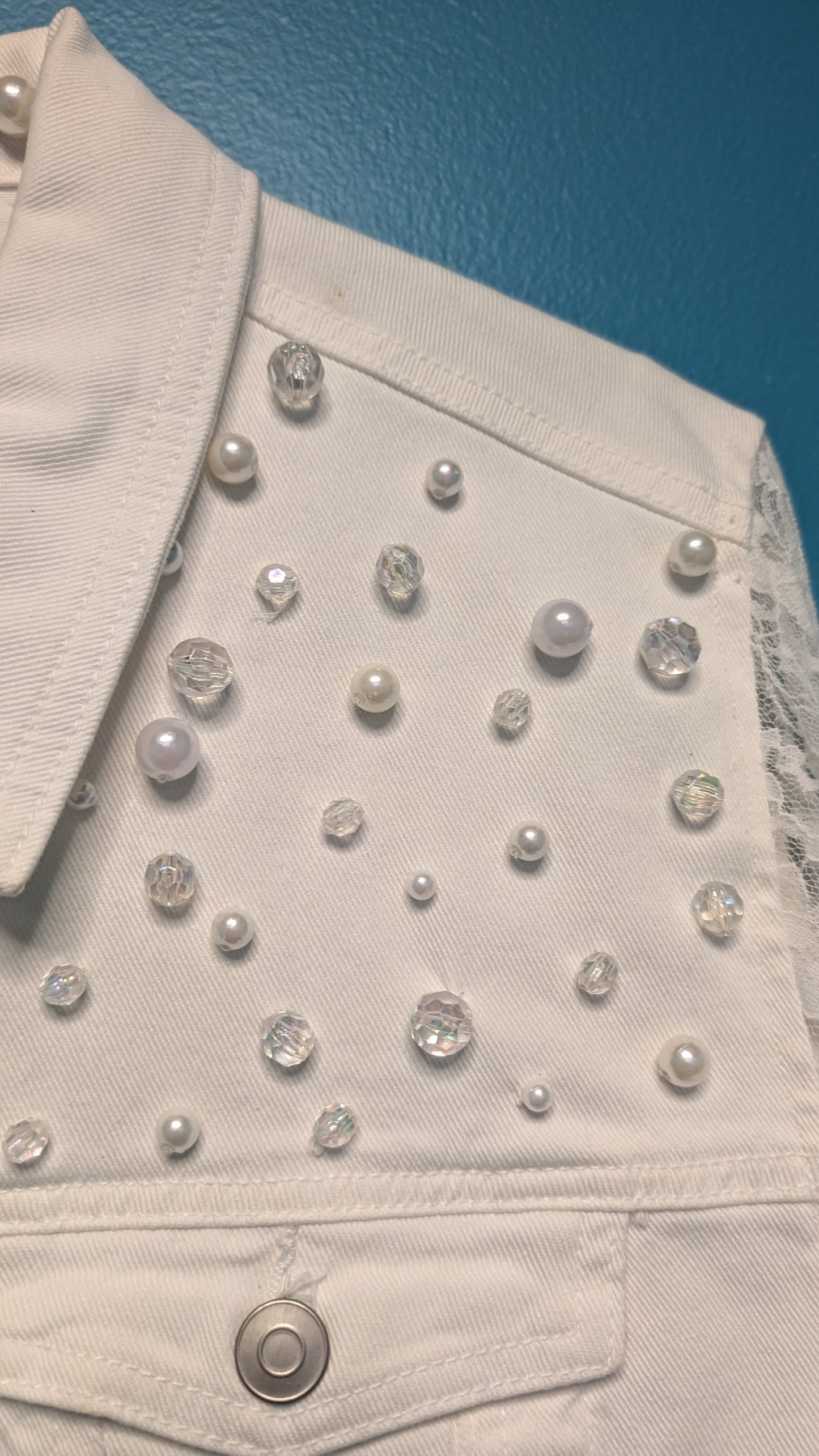 1023 White Denim Bride Jacket - Bougie Denim Couture