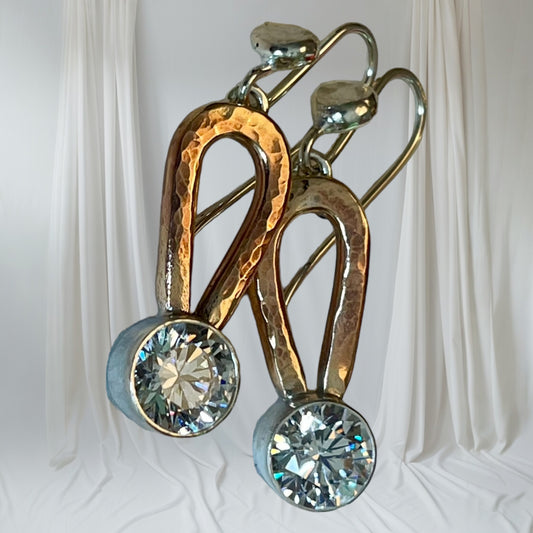 Glam Copper and Sterling Silver Earrings with Sparkling CZs