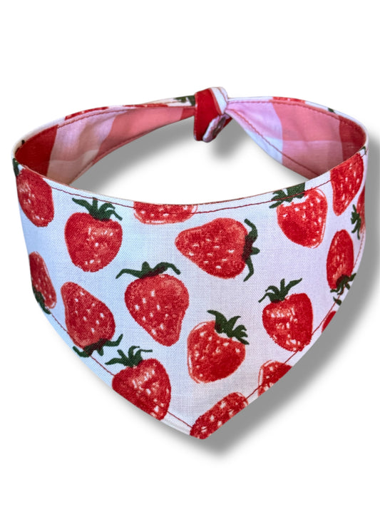 Strawberry fields reversible dog bandana