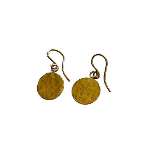 Petite Hammered and Polished Bronze Disc Earrings w/ 14K Gold-Filled Earwires