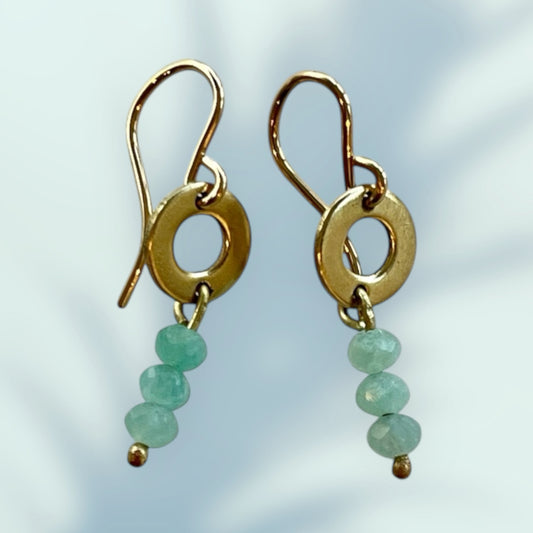 Golden Drop Earrings with Aqua Amazonite and 14K Gold-Filled Earwires