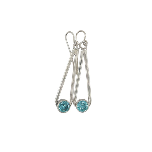 Long Drop Sterling Silver and Syn. Blue Topaz Earrings