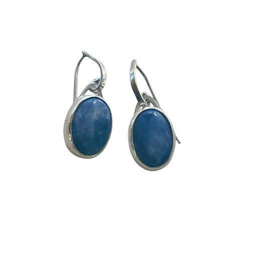 Modern Sterling Silver and Sodalite Drop Earrings