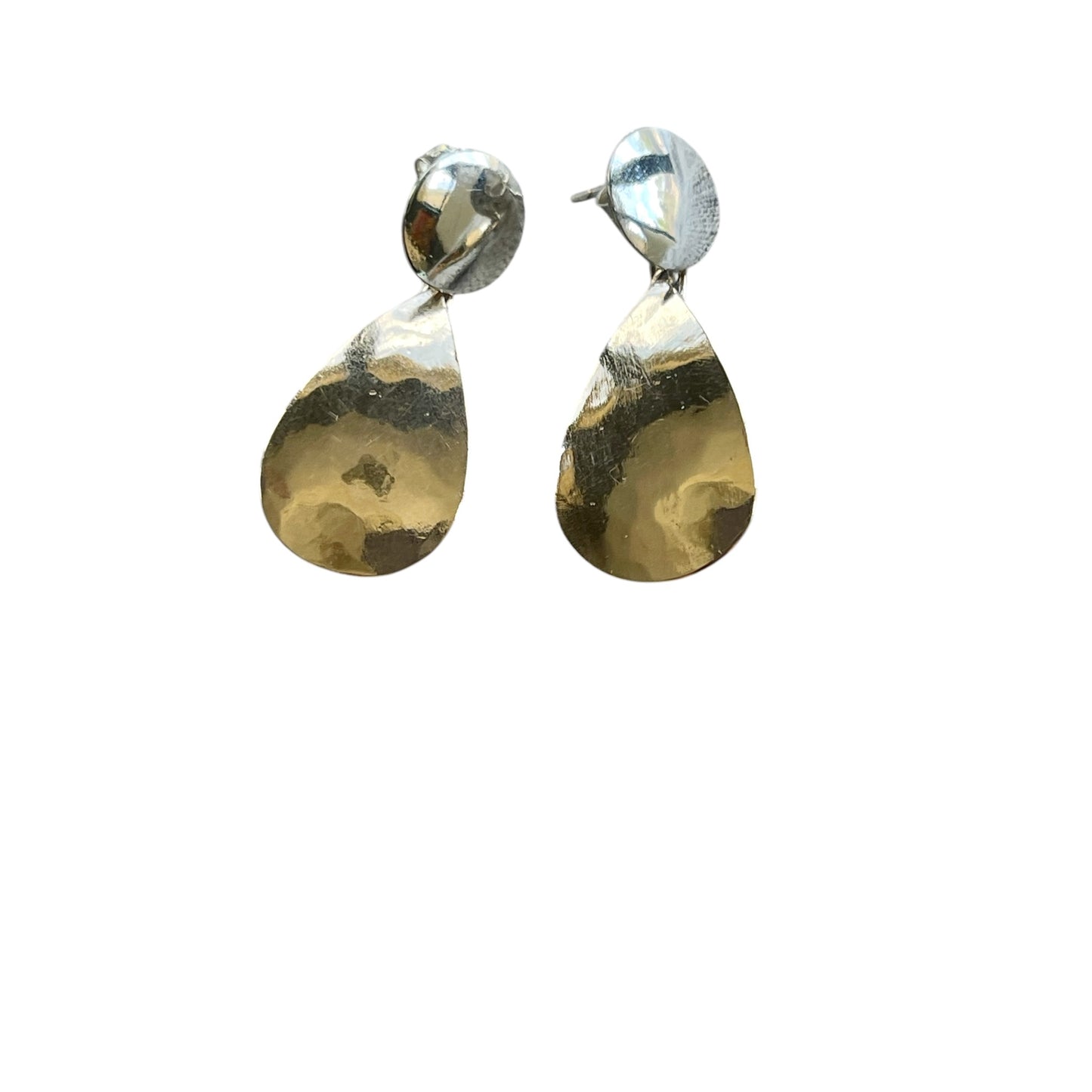 Sterling Silver and Bronze Drop Earrings with Post and Nut Closures