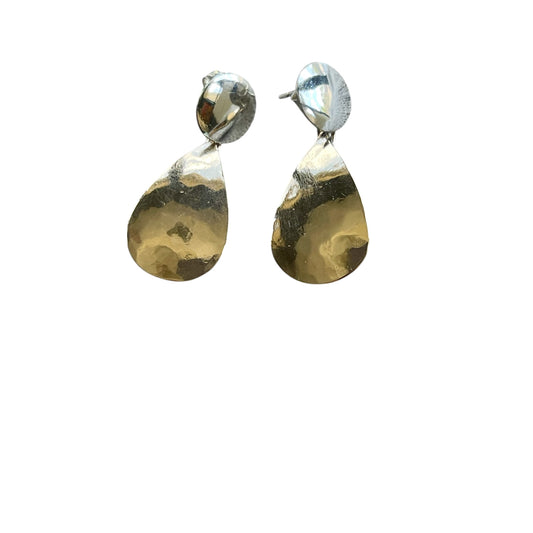 Sterling Silver and Bronze Drop Earrings with Post and Nut Closures