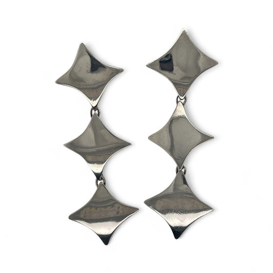Hand Fabricated Compass Rose Sterling Silver Drop Earrings