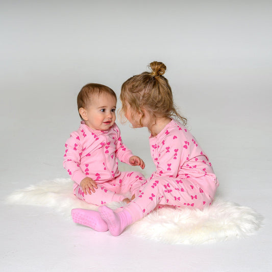 Pink-on-Pink Hearts Zip Romper