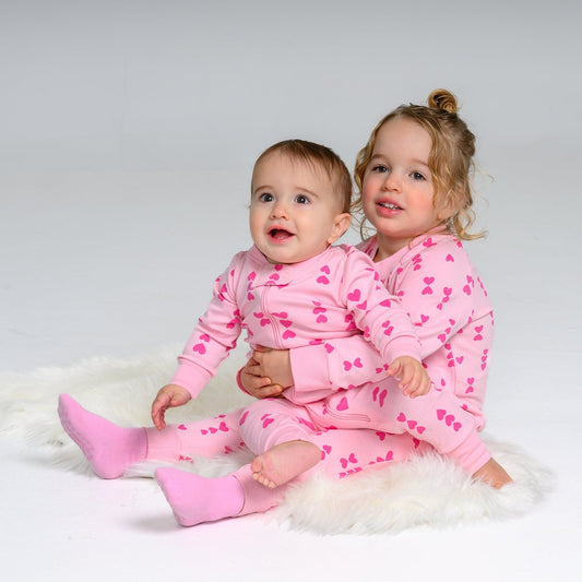 Pink-on-Pink Hearts Zip Romper
