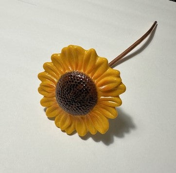 Plant Stake - Small Casted Sunflower with Copper