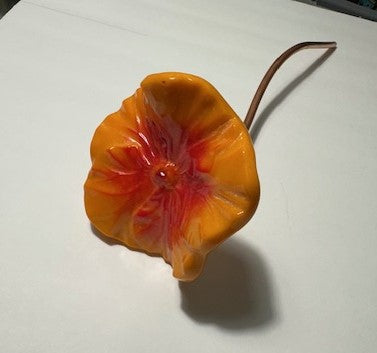Plant Stake -Small Casted Hibiscus With Copper